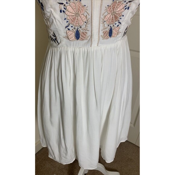 Lulus Daisy Petal Pickin Babydoll Mini Dress Women Small Ivory Fairy Embroidered - Picture 3 of 15